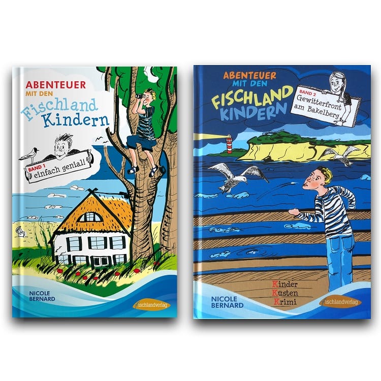 Zwei illustrierte Kinderbuchcover von Nicole Bernard vor weißem Hintergrund.
