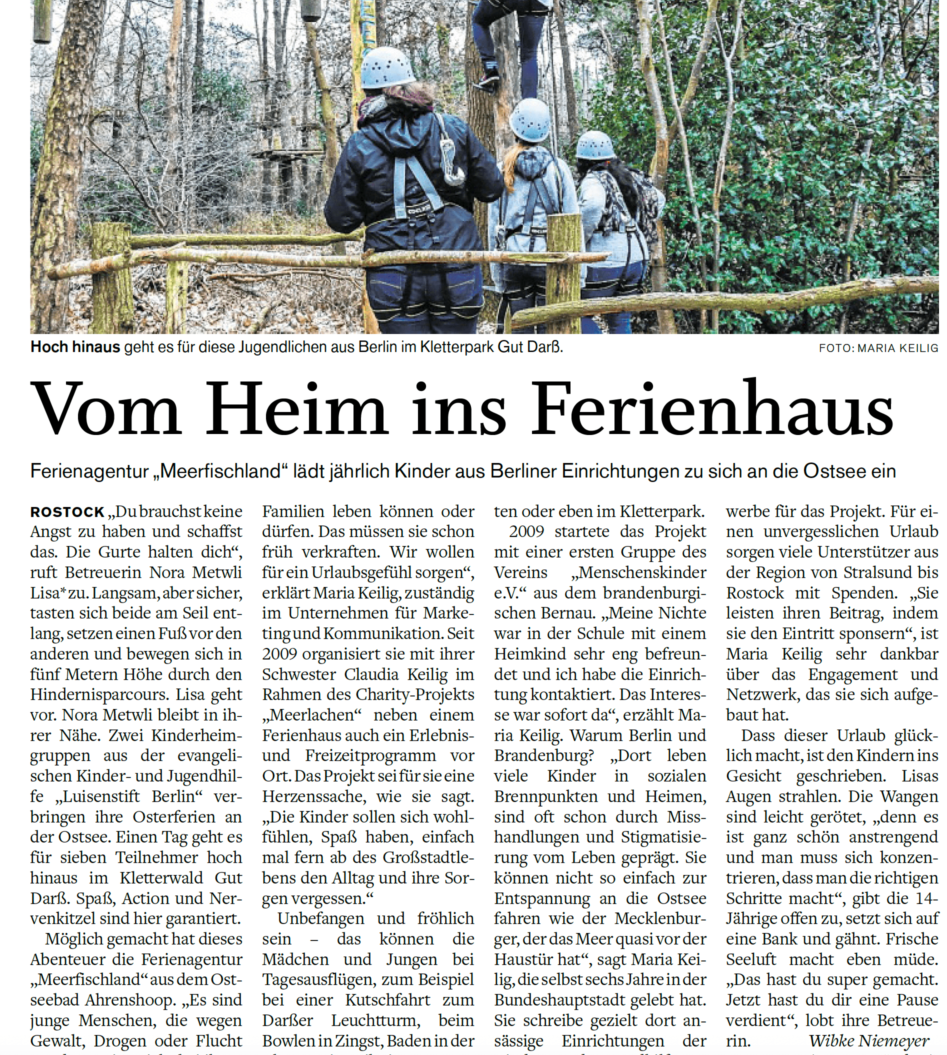 Zeitungsartikel Schweriner Volkszeitung