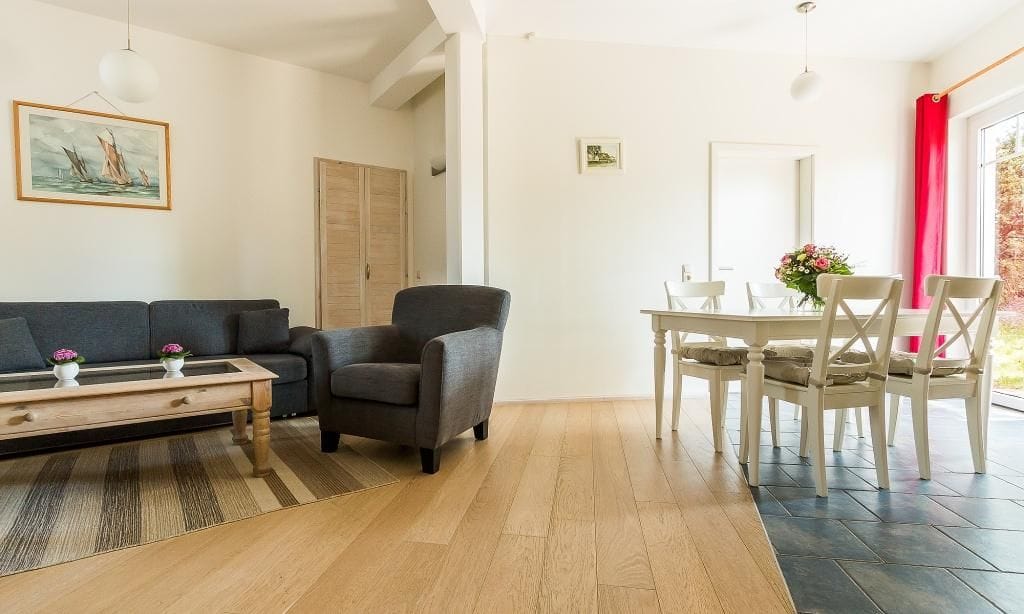 Heller Wohnbereich mit Sofa und Essbereich