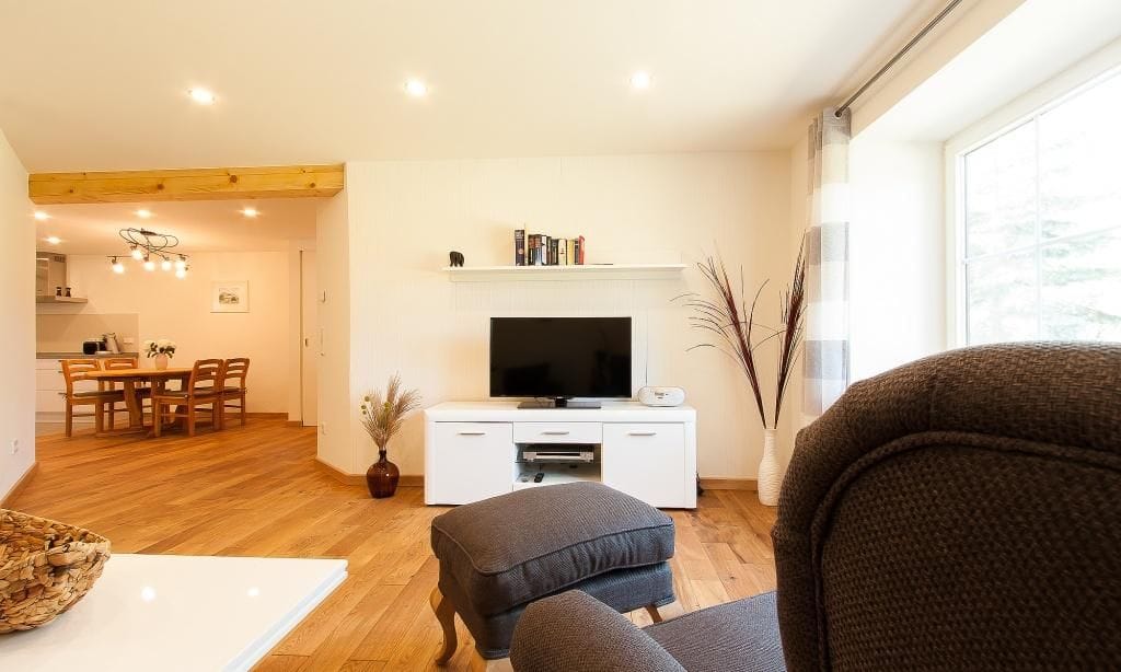 Gemütliches Wohnzimmer mit Fernseher
