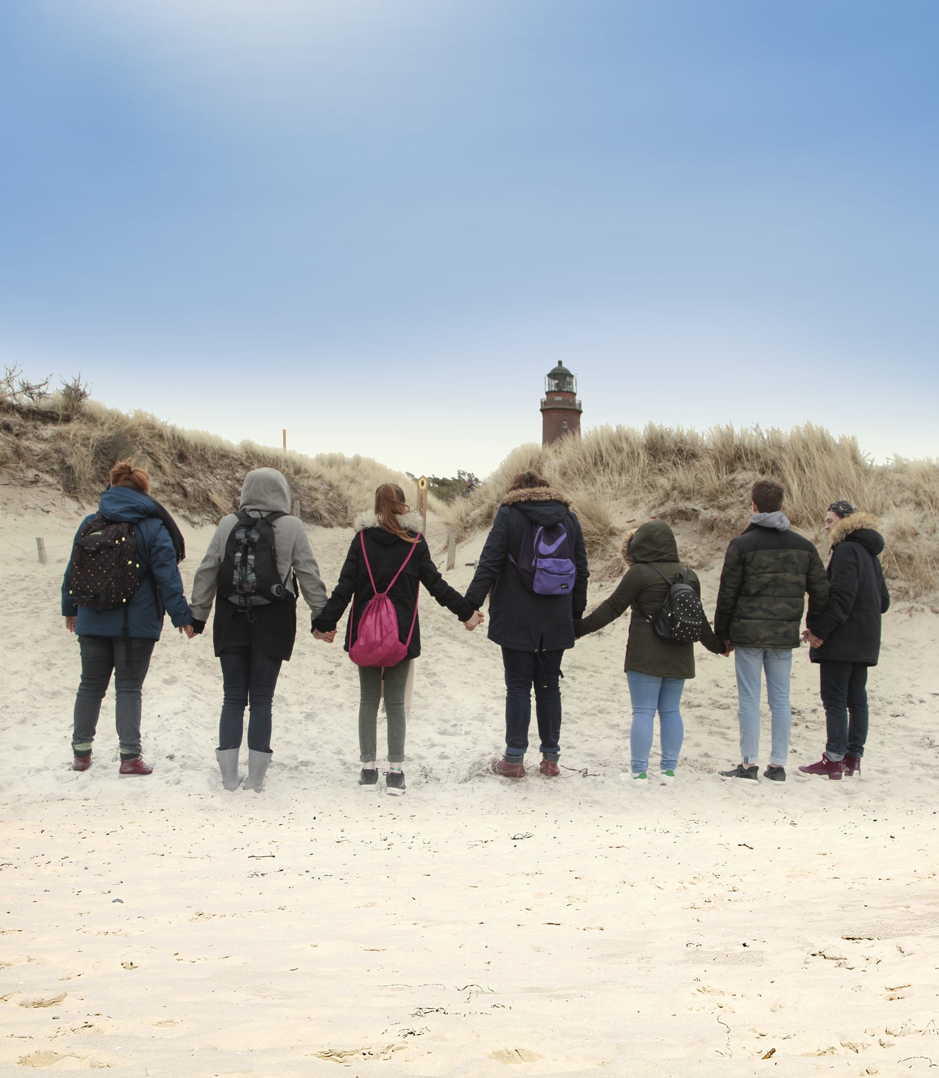 Kindergruppe am Leuchtturm