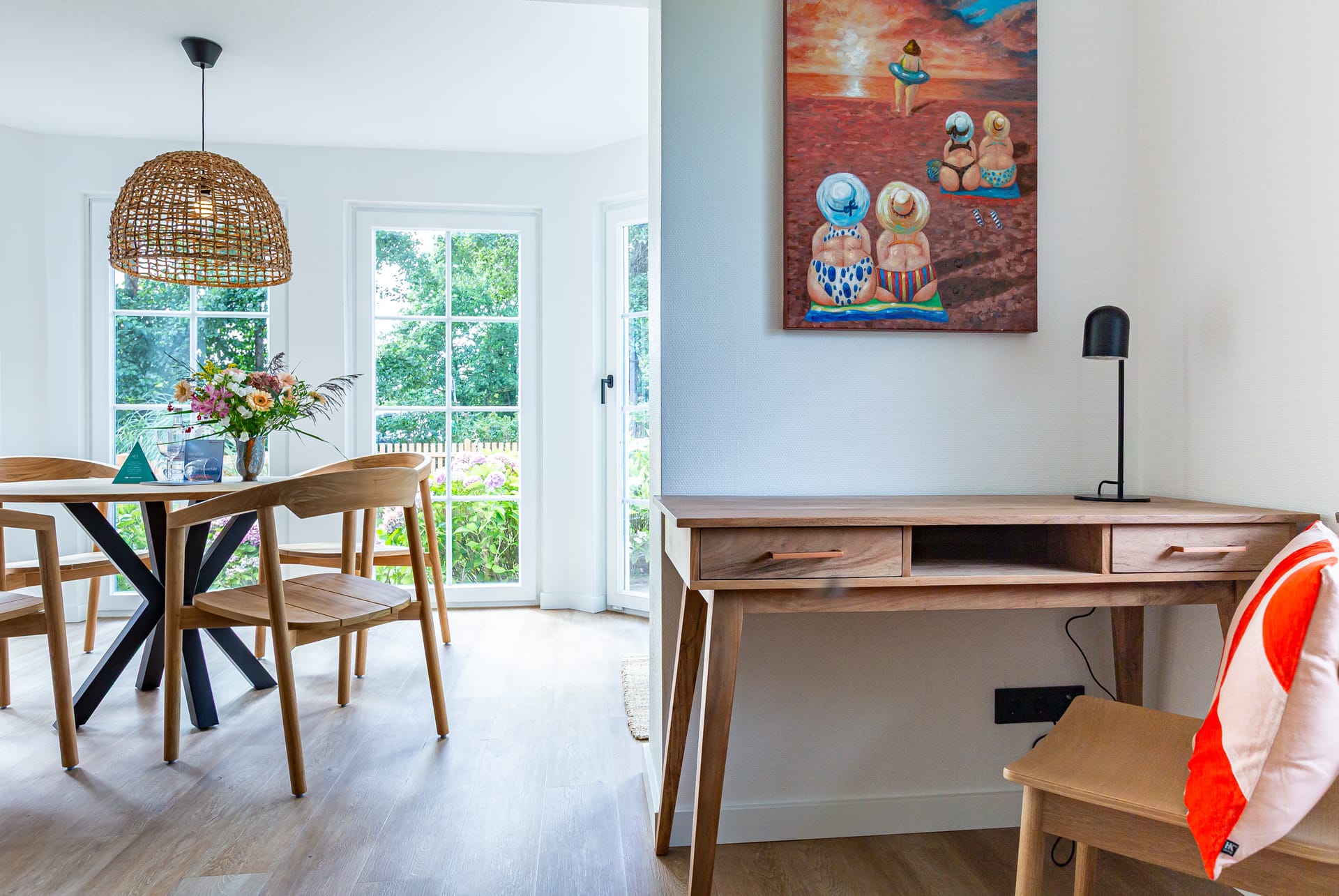 Essbereich Ferienwohnung mit Gartenblick Ostsee Fischland
